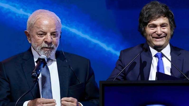O presidente do Paraguai, Santiago Peña (centro) pede ação regional contra o crime organizado (Foto: EFE/EPA/CRISTOBAL HERRERA-ULASHKEVICH e Juan Pablo Pino)