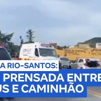 Motociclista morre prensado entre caminhão e ônibus na Rio-Santos, em Ubatuba