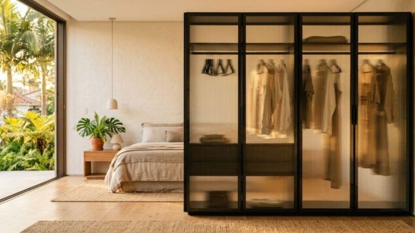 Tendências 2026 substituição de guarda-roupas em madeira escura nos quartos