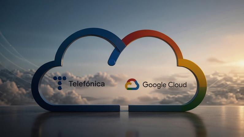 Logos de Telefónica y Google Cloud.