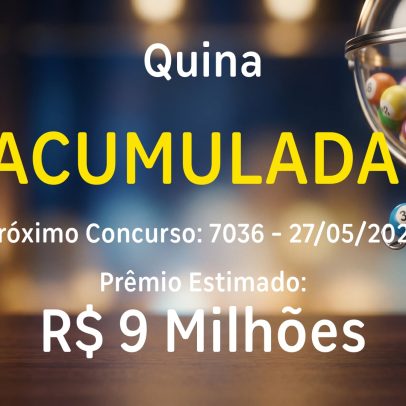 Quina sorteia prêmio acumulado de R$ 9 milhões nesta quarta-feira