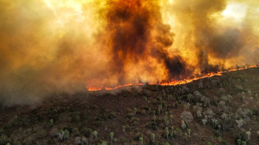 Incêndio no Pantanal, em Mato Groso do Sul; preocupação com mudanças climáticas é comum entre jovens no mundo todo e é ainda maior no Brasil. Foto: Daniel Teixeira/Estadão