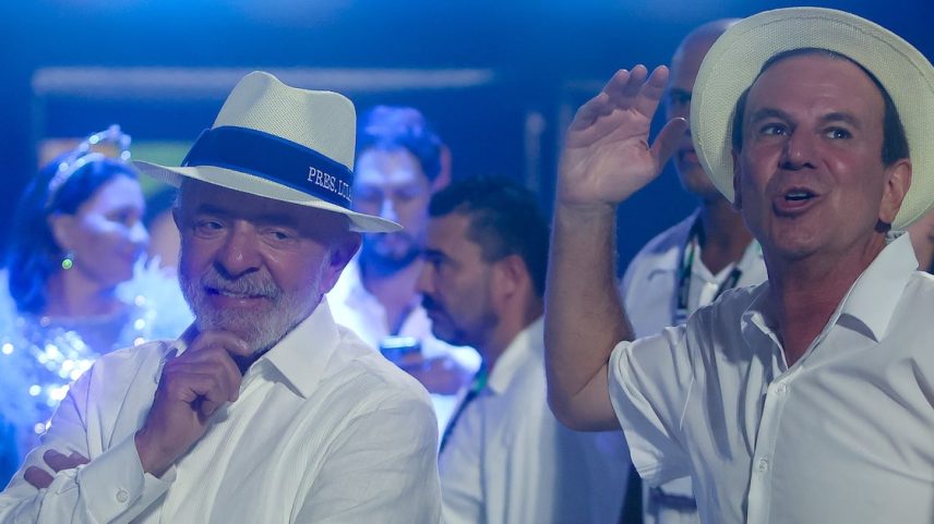 O presidente Lula e o ex-prefeito do RJ, Eduardo Paes, juntos no Carnaval deste ano