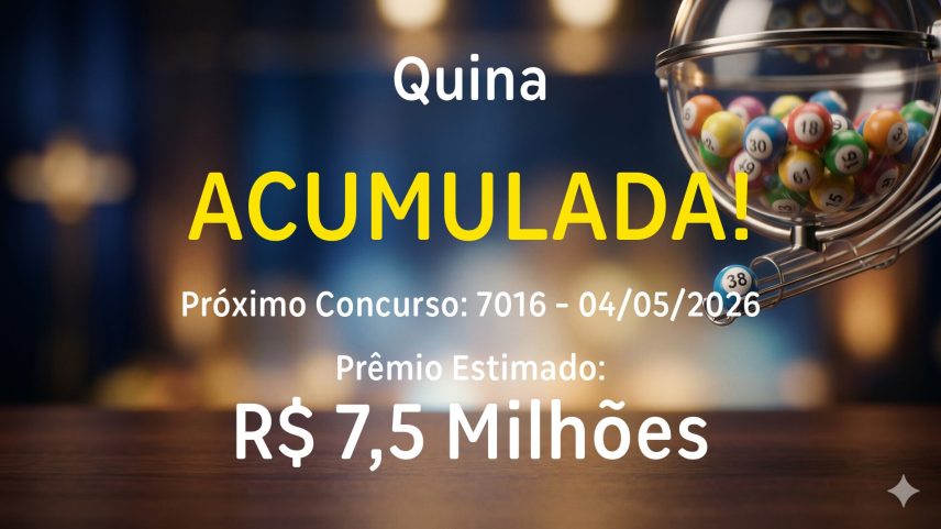 Quina: sorteia prêmio acumulado em R$ 7,5 milhões nesta segunda-feira (4)