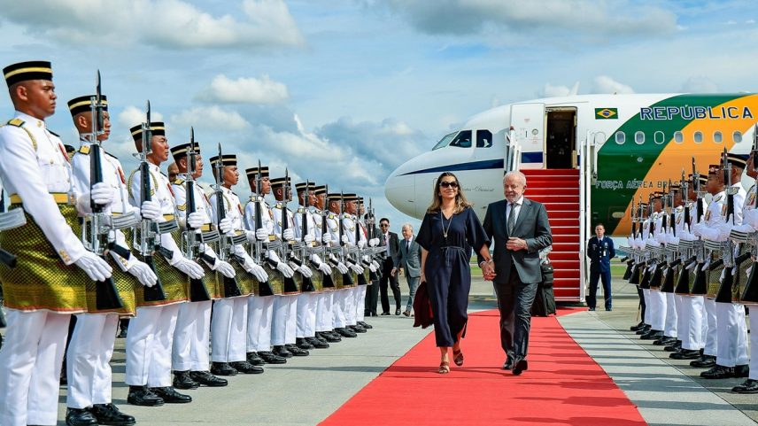 Presidente Lula e e primeira-dama Janja em viagem internacional
