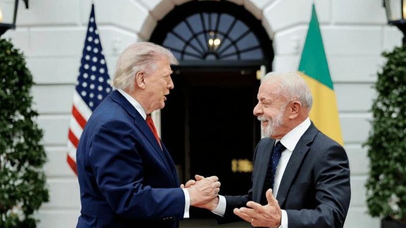 Encontro de Lula e Trump em 7.mai.2026. O presidente também disse ter tratado do tema em conversa com o presidente dos Estados Unidos, Donald Trump (partido Republicano), no ano passado
