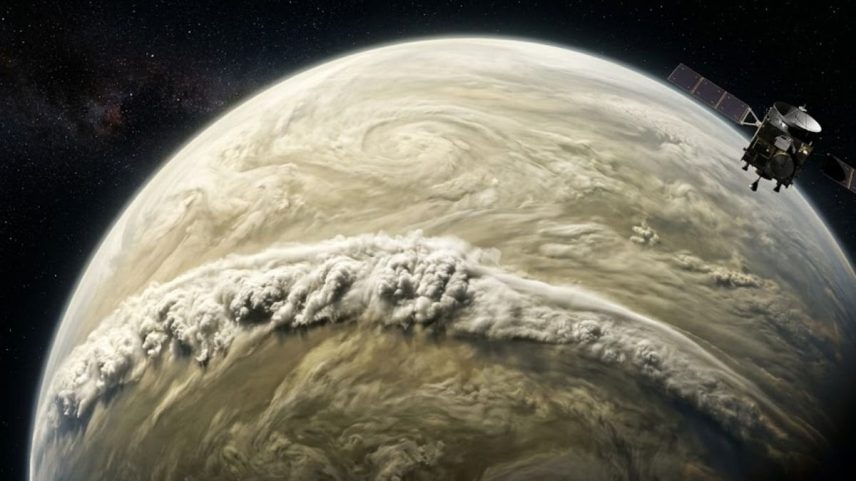 Gigantesca onda atmosférica em Vênus revela fenômeno extremo nunca visto no sistema solar. (Imagem: Fala Ciência via Gemini)