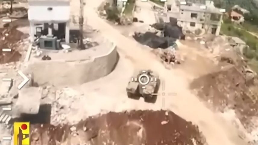 Vídeo publicado pelo Hezbollah mostra ataque de drone a tanque israelense