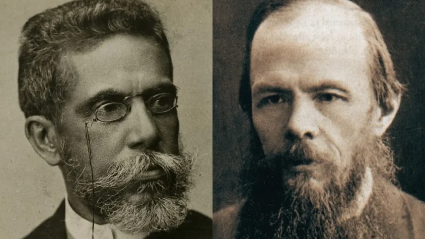 Machado de Assis e Dostoiévski: dois gigantes da literatura. (Foto: Montagem sobre fotos em Domínio Público)