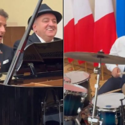 Macron canta em jantar oficial com autoridades da Armênia