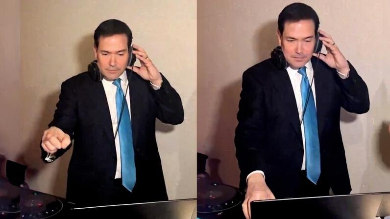 "Nosso grande secretário de Estado Marco Rubio [foto] também anima casamentos como DJ", escreveu Scavino no X
