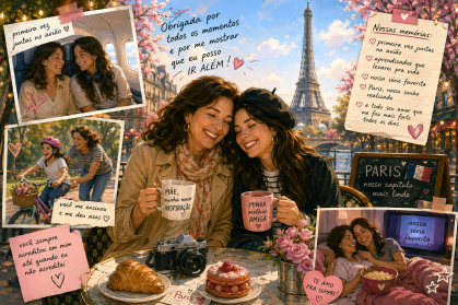 Memórias de viagem compartilhadas entre mãe e filha transformada em homenagem visual com o ChatGPT Images