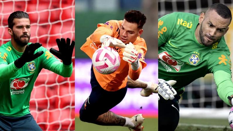 Alisson, Ederson e Weverton serão os goleiros da seleção brasileira na Copa do Mundo 2026. Foto: Lucas Figueiredo e Vitor Silva/CBF
