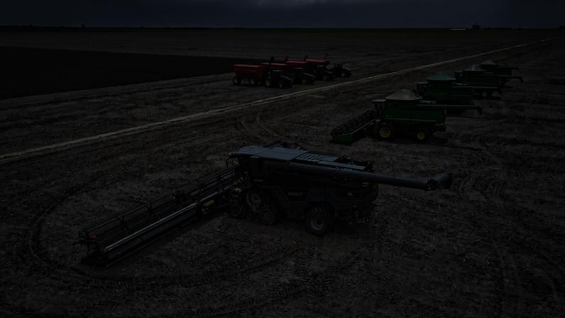 Máquinas agrícolas em um campo parcialmente trabalhado durante uma colheita de soja e de milho perto de Luis Eduardo Magalhães, na Bahia (Foto: Bloomberg)