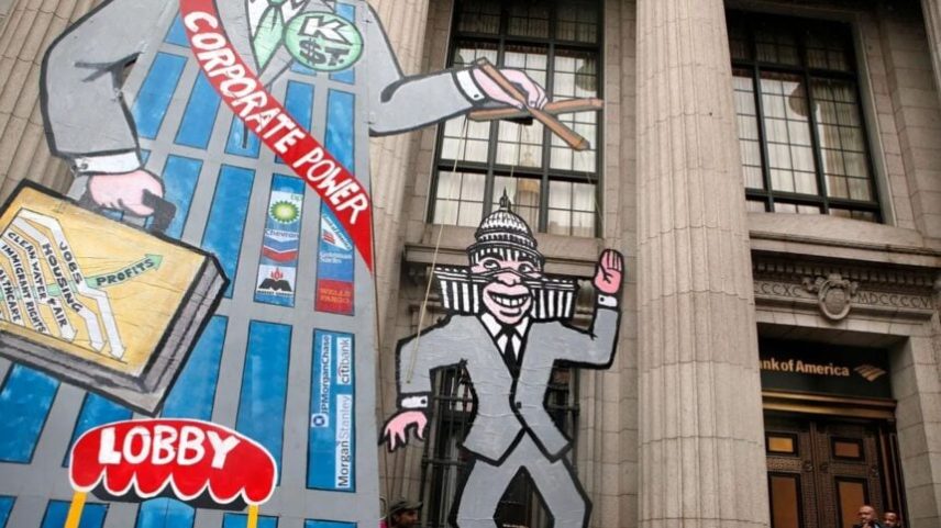 Nos Estados Unidos os lobbies bancários e os bancos gastam milhões todos os anos em campanhas políticas federais e estaduais