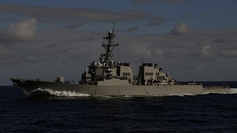 O destróier de mísseis guiados USS Higgins no Oceano Pacífico