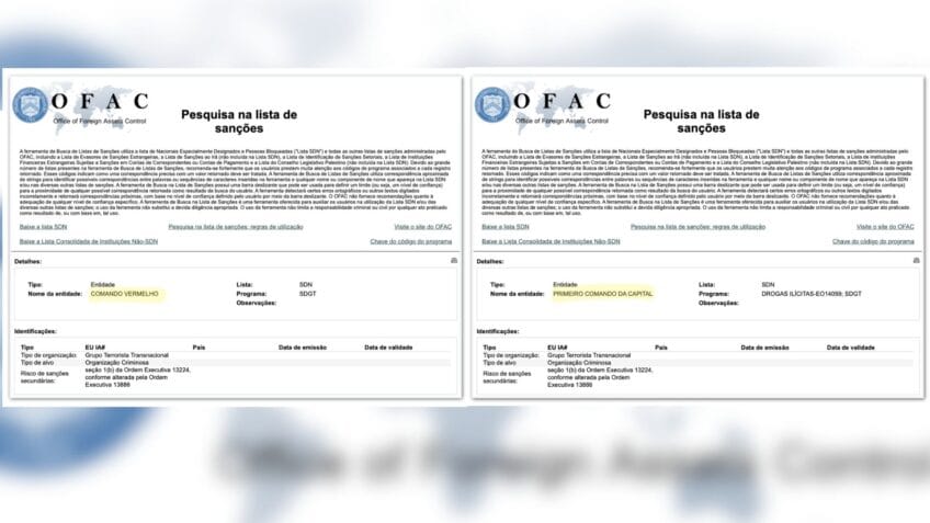 Pessoas e empresas ligadas a organizações incluídas nas listas do Ofac têm ativos bloqueados nos EUA e ficam impedidas de realizar transações financeiras sob jurisdição norte-americana