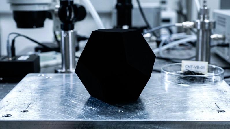 (Imagem ilustrativa)Revestimento de nanotubos de carbono que retém quase toda a luz visível, eliminando a percepção de relevo e profundidade