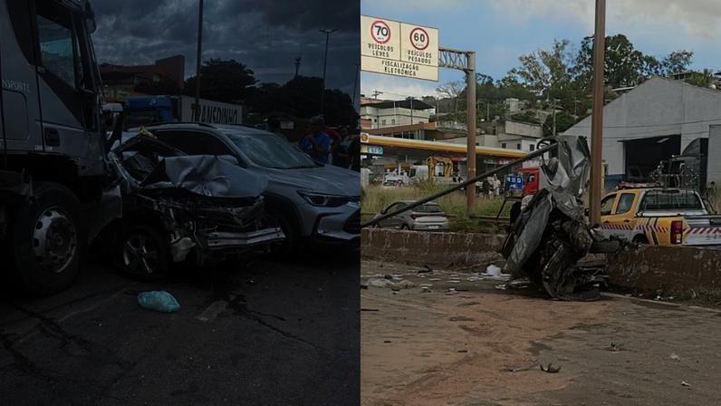 Duas pessoas ficaram feridas após o acidente