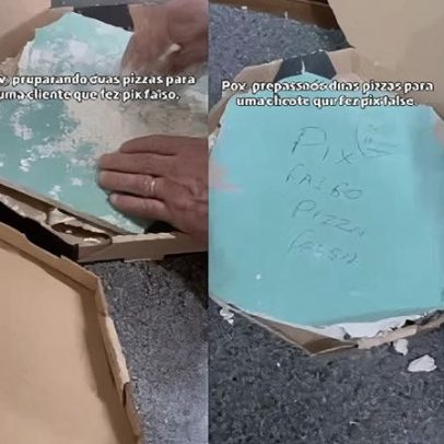 Cliente tenta golpe em pizzaria e recebe pizza de gesso
