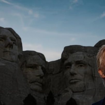 Trump coloca rosto no Monte Rushmore e usa IA em imagem de reflexo de água
