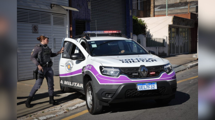 Viatura da Patrulha Mulher Segura em São Paulo.