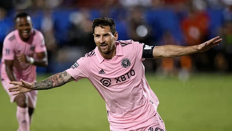 Leo Messi celebra un gol con el Inter de Miami ante Dallas FC.