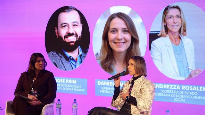 O painel contou com a participação de Andrezza Rosalém, Secretária de Desenvolvimento Social do Estado de São Paulo.