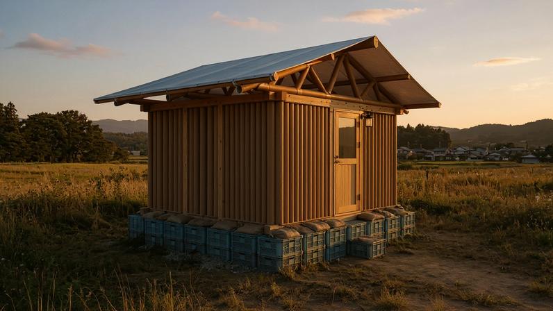 Os tubos de papelão utilizados nas construções de Ban não são simples cilindros de embalagem