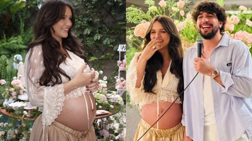 Montagem colorida de Rafa Kalimann em seu chá de bebê - Metrópoles