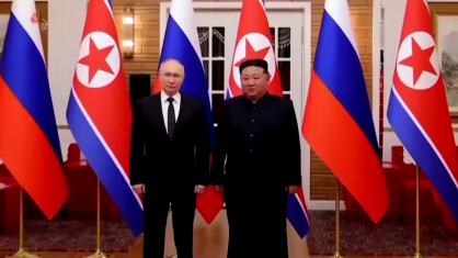 Presidente da Rússia, Vladimir Putin e Kim Jong-un, líder da Coreia do Norte
