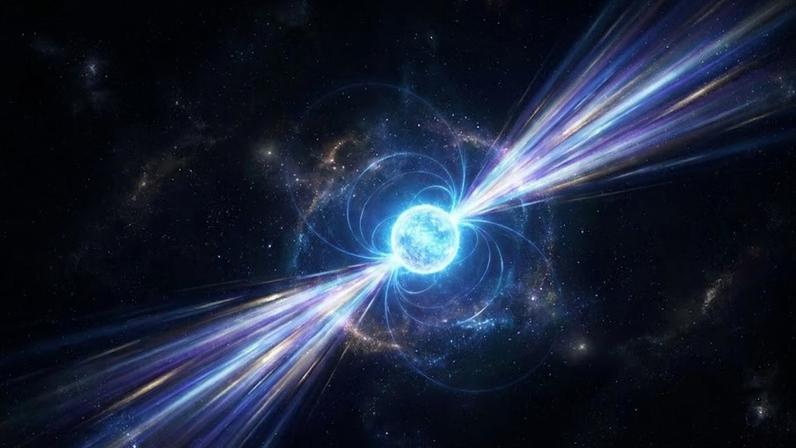 (Imagem ilustrativa)Estrelas de nêutrons de altíssima densidade que emitem feixes de radiação eletromagnética