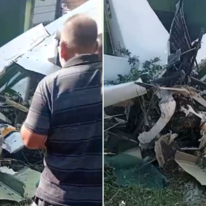 Vídeo mostra avião após queda em Nova Iguaçu, RJ