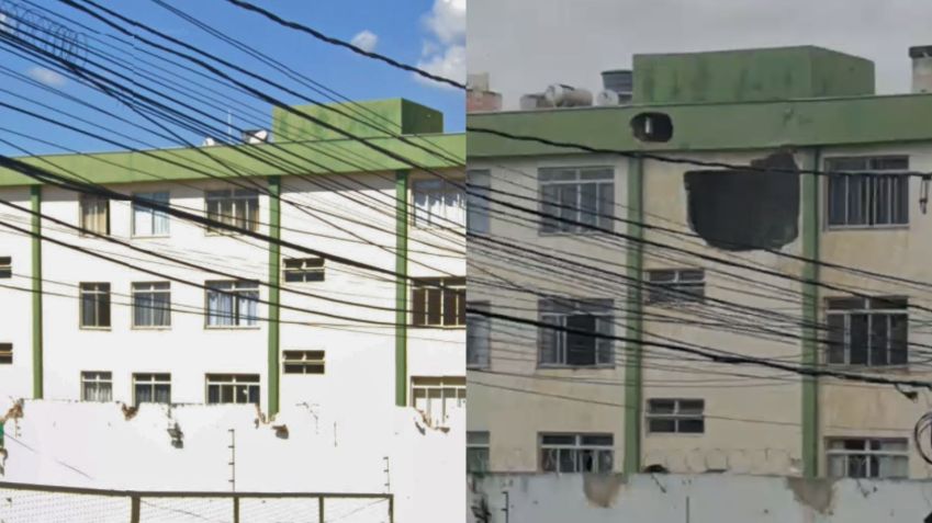 Acidente no bairro Silveira deixou dois mortos e três feridos em estado grave nesta segunda-feira (4); aeronave bimotor atingiu edifício de três andares • Google / Reprodução