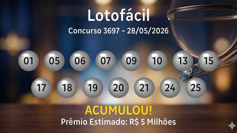 Lotofácil: veja os números sorteados no concurso 3697