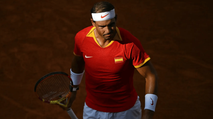 Rafael Nadal em ação pela Espanha (Foto: Patrícia de Melo Moreira / AFP)