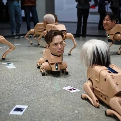 Musk e Zuckerberg viram cães-robôs em museu de Berlim