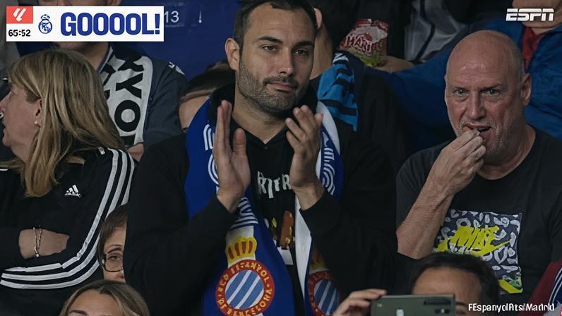 Torcedor do Espanyol aplaude Vini Jr. de pé após atuação de gala no Campeonato Espanhol