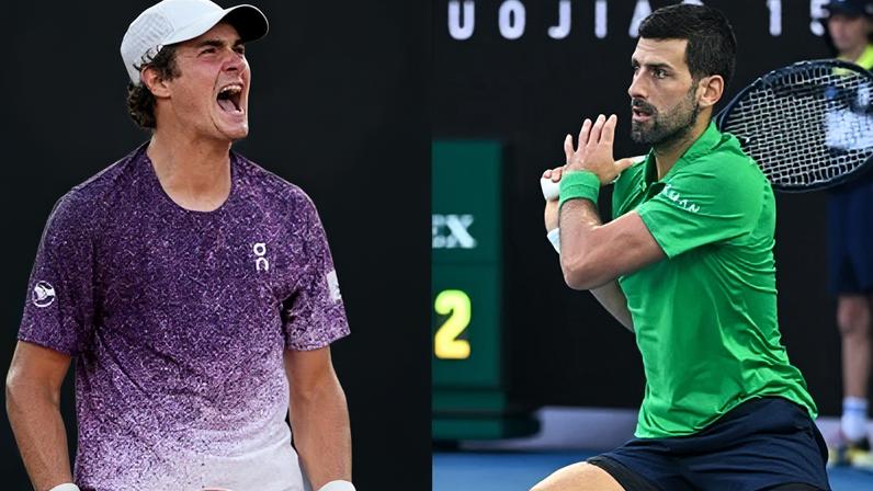 João Fonseca e Novak Djokovic