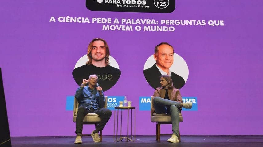 O astrofísico Marcelo Gleiser e o divulgador científico Pedro Loos no São Paulo Innovation Week