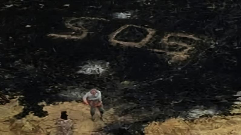 SOS homem usa chão queimado para pedir socorro em incêndio na Califórnia