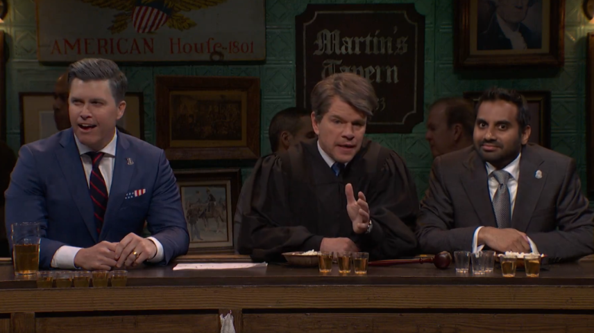 SNL mostra Brett Kavanaugh revelando segredo de Trump a Hegseth e Patel