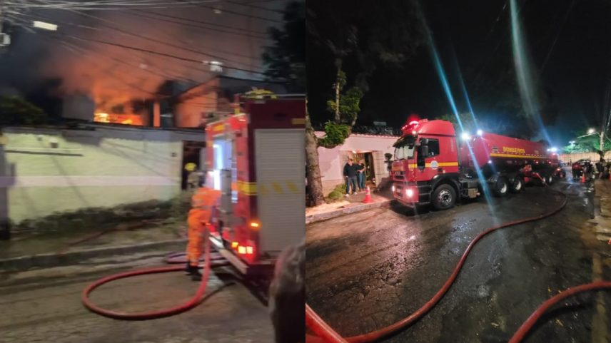 Bombeiros conseguiram controlar o fogo e realizaram o trabalho de rescaldo