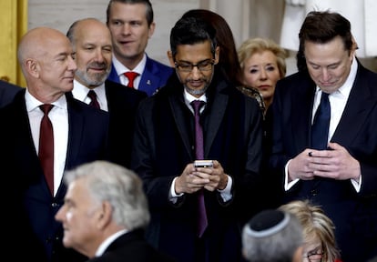 Jeff Bezos, Sundar Pichai, CEO de Alphabet, y Elon Musk.