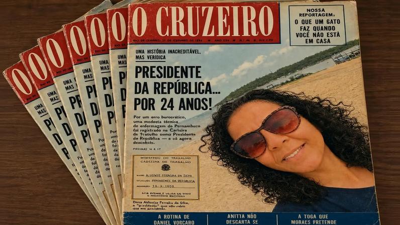 A história de Aldenize Ferreira da Silva na capa da revista "O Cruzeiro". (Foto: ChatGPT)
