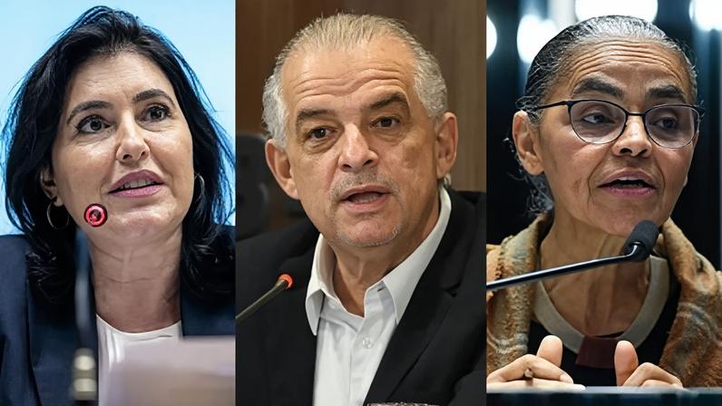 Da esquerda para a direita: Simone Tebet (PSB), Márcio França (PSB) e Marina Silva (Rede)