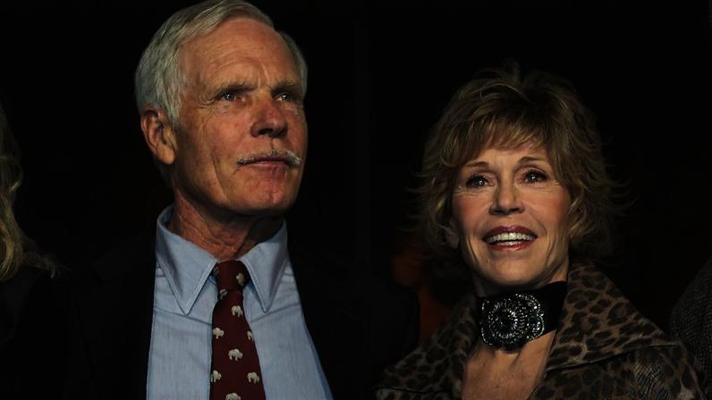 Ted Turner and Jane Fonda on Oct. 16, 2010, in Burbank, California