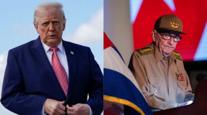 O presidente dos EUA, Donald Trump, e o ex-presidente de Cuba, Raúl Castro