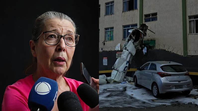 Claudete, moradora do prédio onde o avião caiu, no bairro Silveira