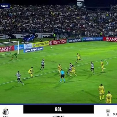 Neymar marca, recebe passe de Rollheiser e abre o placar para o Santos